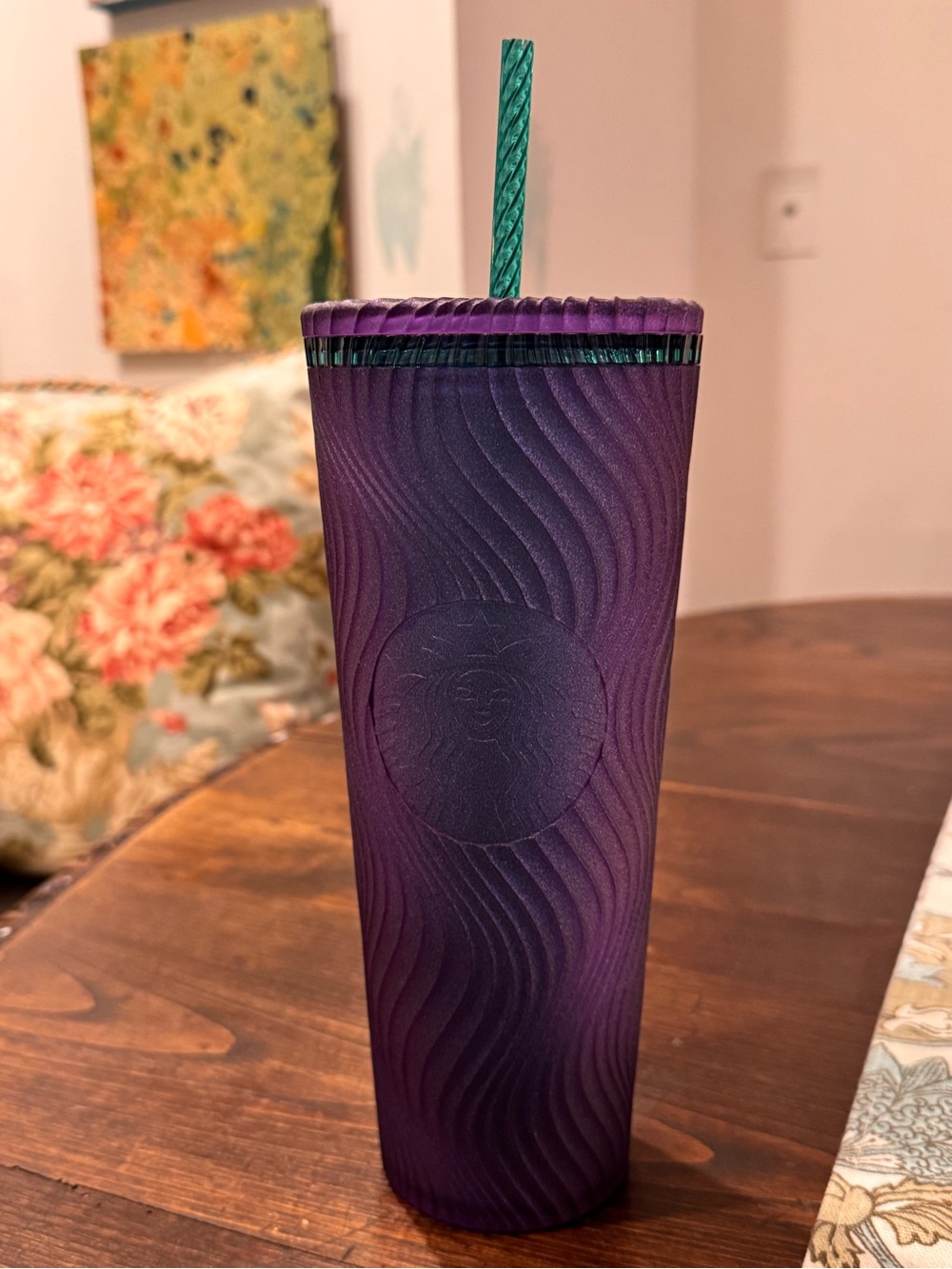 NWT Starbucks Purple Iridescent Wavy Swirl Cold Cup 24 oz Venti Tumbler
